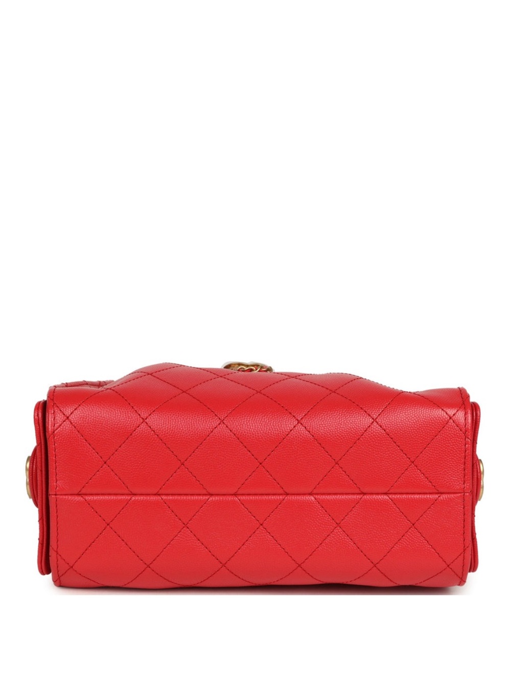 Chanel 25 Hobo Mini in Bright Red Caviar Leather with Aged Gold Hardware - Picture 4 of 8